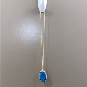 Blue and gold geode necklace